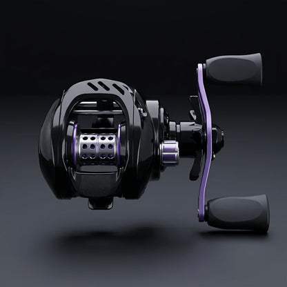 Baitcasting Reel 7.2:1 High-Speed Gear Ratio, 5+1 Ball Bearings 17.64LB Max Drag, Lightweight Freshwater Saltwater Bass Fishing Reel, Left & Right Hand Retrieve, Black Purple