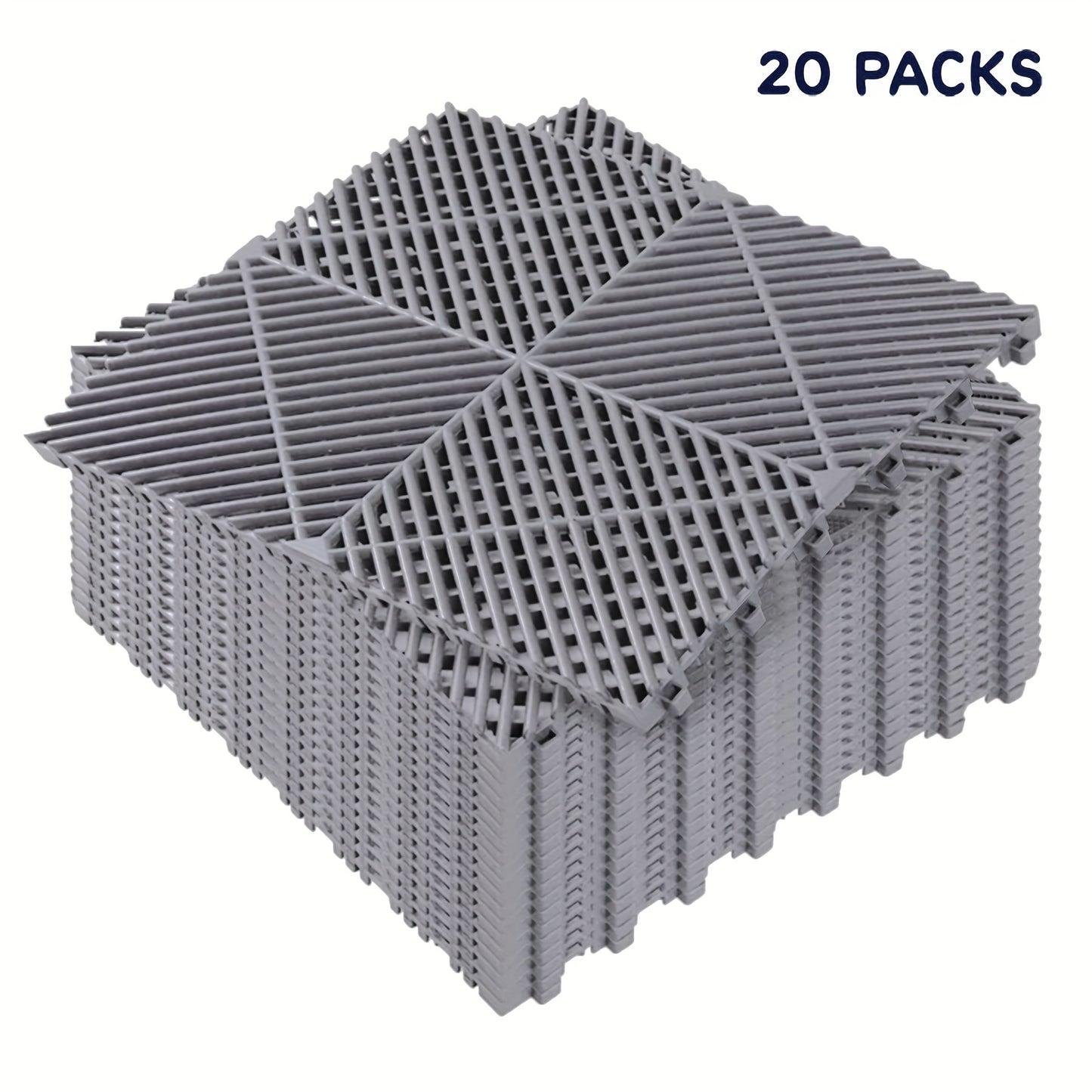 10 Edges And 2 Corners Only Optional 20 Pack 16"x 16"x 0.75"(Thickness) Interlocking Garage Floor Tiles, Modular Drainage Floor Mat, Non-Slip Splicing Interlocking Drainage Mats Floor Tile for Garage Car Wash Basement, Etc
