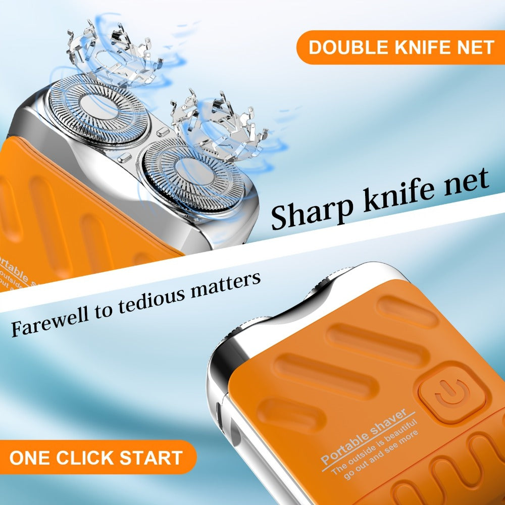 Portable Mini Electric Shaver for Men Dual Floating Blade USB Rechargeable – Cordless Travel Shaver Waterproof & Digital Display Upgrade Multiple Colors, Great Gift for Him