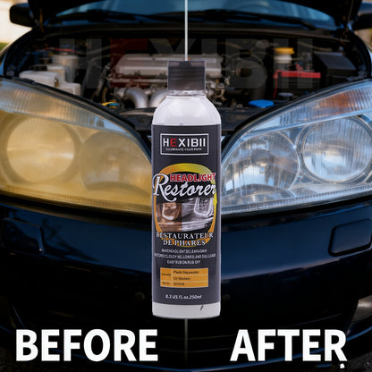 Car Headlight Restoration Fluid 8.5oz – Removes Yellowing, Oxidation & Haze | Crystal Coating Refurbishment Agent for Plastic Headlamp Lenses | Treats 6-10 Headlights
