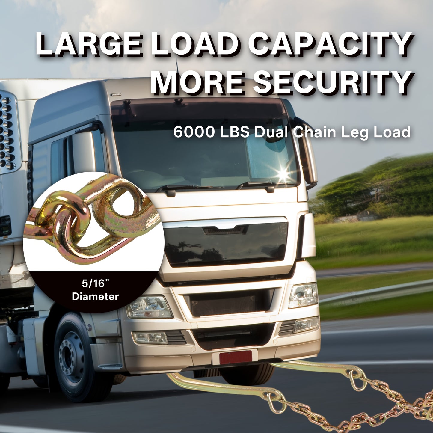 [G70 Grade Reinforcement]5/16''×2' Heavy Duty Trailer Chain Set (with J Hook V-Chain)| Anti-rust Chain For Flatbed Trailer/rescue Vehicle