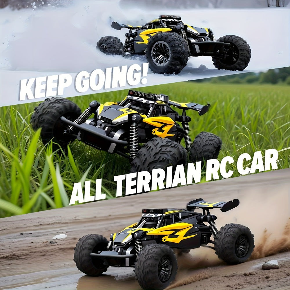 RC Monster Truck 1:18 Scale Alloy 2.4GHz Off-Road Remote Control Car with LED Headlights & All-Terrain Tires, High Speed 33KM/H – Birthday Gift for Kids Boys Girls Adults Ages 6+