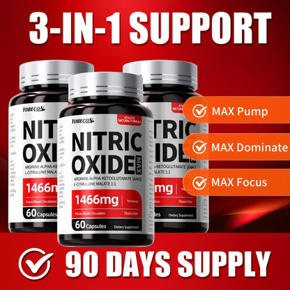 Nitric Oxide Supplement for Men — 800mg AAKG L-Arginine L-Citrulline Beetroot Capsules | Natural Energy & Focus Formula | Third-Party Tested Male Health Support