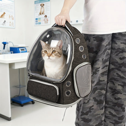 Cat Carrier Backpack Bubble Window Space Capsule Transparent Breathable Travel Bag for Cats & Kittens, Airline Approved Zipper & Pet Door Entry All-Season Cat Backpack, Black Blue Brown Green Gray Pink