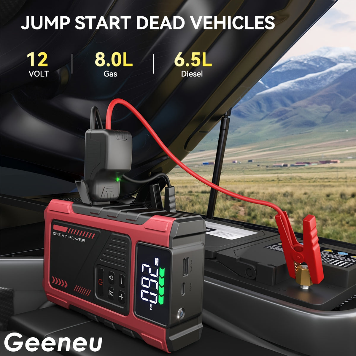 4000A Portable Car Jump Starter with Air Compressor, Suitable for 12V(2.11gal Gas, 1.72gal Diesel) Jump Starter Battery PackWith150 PSl Tire Inflator, 12V Car Battery Jump Power with LED Light, Car Accessories Tools, Car Emergency Kits, Jump Starters
