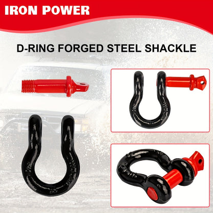Tow Strap Kit 2" x 20ft - Heavy Duty Emergency Towing Rope with 2pc 1/2" D-Ring Shackles for Off-Road Recovery, Truck, SUV & 4x4 Vehicle Rescue