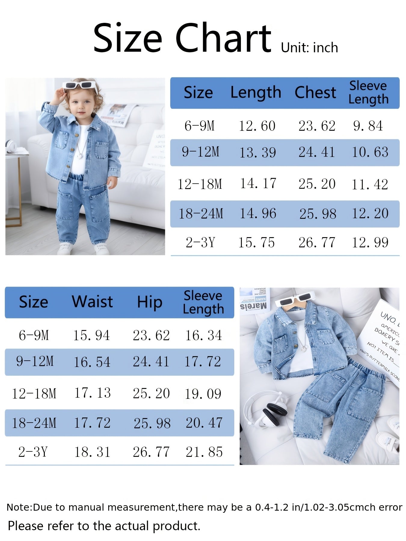 Baby Girls' Denim Jacket & Pants Set - 2-Piece