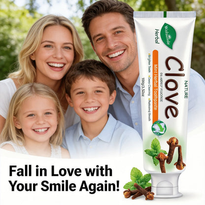 Herbal Toothpaste with Clove & Mint – Fluoride Free Deep Cleaning Whitening Toothpaste for Sensitive Gums, Natural Breath Freshener with Herbal Extracts, Daily & Travel Oral Care for Adults & Kids