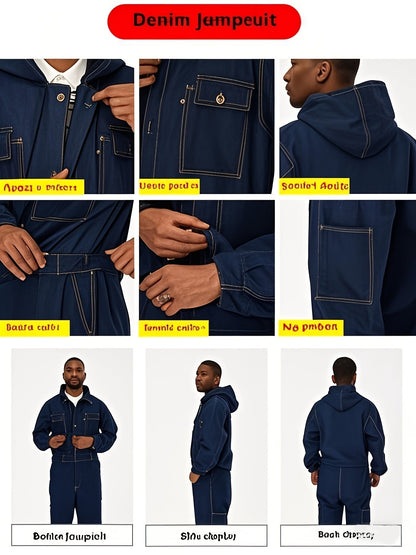Unisex Work Coveralls - Multi-Pocket Utility Design