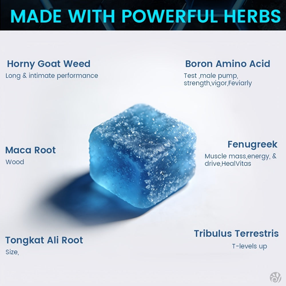 Male Enhancement Gummies with Zinc Maca Root Shilajit 60 Count Blueberry Flavor – Men's Vitality Stamina Drive Energy Booster Fast Acting Daily Supplement Rock Hard Performance
