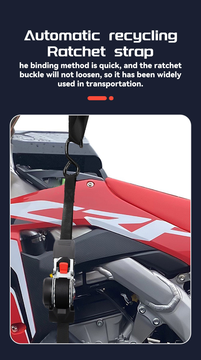 Automatic Retractable Ratchet Strap, Speed Control for Retrieval, Available in 2 Specifications, Hook Lock And Storage Bag for Securing Goods, Motorcycle Transportation And Towing, The Best Gift Choice for Christmas And Festive Occasions