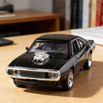 Dodge Challenger Diecast Model Car Zinc Alloy Collectible Static Replica – Highly Detailed Home & Office Decor, Birthday Christmas Gift for Car Enthusiasts (Blue / Black / White)