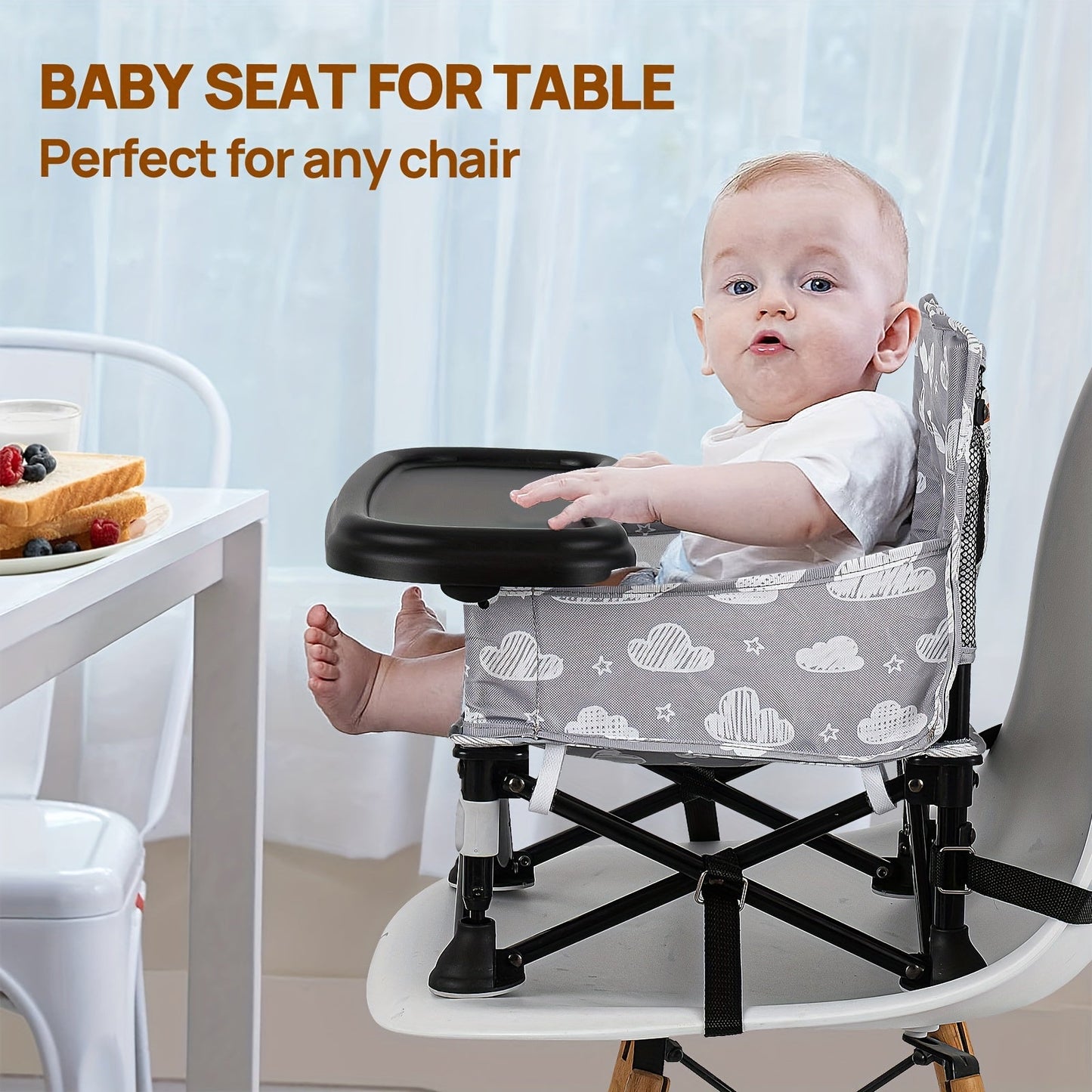 Foldable Baby Dining Chair - Portable Tray Seat