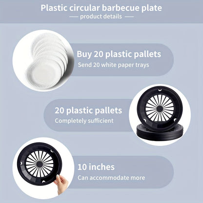 Reusable Plastic Paper Plate Holders Set – 10 Inch Snap-On Groove Design, Thickened Durable Holder for Picnics, BBQ, Camping & Party Dinners, Streamlined Dishwasher-Safe Plate Carrier (12 or 20 Piece)