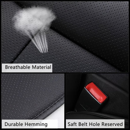Bamboo Charcoal Car Seat Cover PU Leather – Breathable Full Surround Front Seat Cushion Protector, Machine Washable Universal Fit, Airbag Safe, Black / Beige / Gray