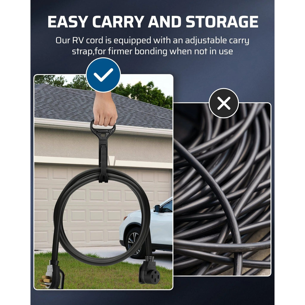 50 Amp RV Extension Cord, 125/ 250VAC 12500W Heavy Duty EV Power Cord, NEMA 14-50P to 14-50R 6/ 3+8/ 1 Copper Wire, STW Power Cable, for RV, EV, Camper, 10 Feet