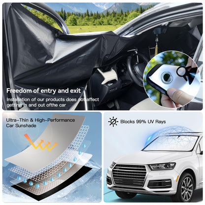 2026 New Upgraded Windshield Sun Shade- Universal Front And Side Window Sun Cover Block Sun Heat Protect Vehicle Interior Accessories Sunshades Prevent Prying And Protect Privacy, Summer Gift for Car(L)