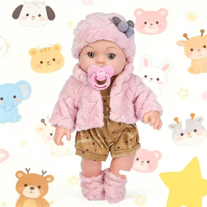 Mini Reborn Baby Doll 12 Inch 30cm Lifelike Soft Baby Girl Toy with Pink Clothes Hat Socks Pacifier Set – Cute Realistic Newborn Doll for Party Games Pretend Play Birthday Christmas Halloween Gift for Girls