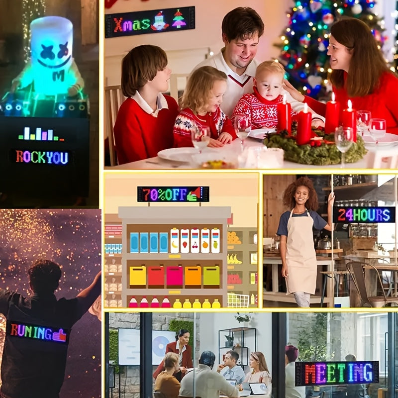 LED Fun Display Compatible for DIY Text/Pictures/Gifs - Devil's Eye Flexible Screen with 5V/36V LED Sign Cable, Car/vehicle Dashboard Display, ized Driving/Riding Companion, Valentine's Gift (DIY Content)