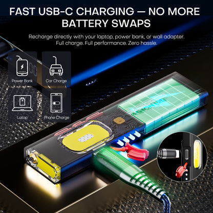 Multi-Function EDC Flashlight 11 Lighting Modes | UV Infrared Red Laser COB Work Light Magnetic Tail | Rechargeable Power Indicator Flat Pocket Emergency Flashlight