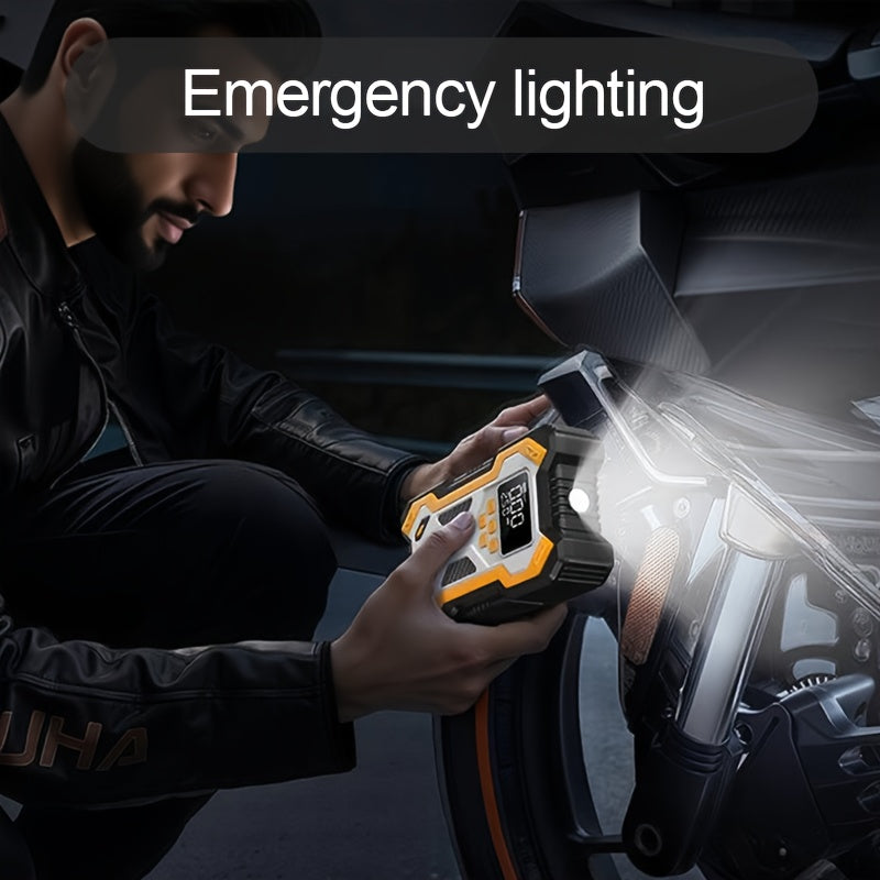 10000A 7-in-1 Multifunctional Emergency Start Power Supply, 150PSL Portable Car Battery Starter, Digital Tire Inflator, Suitable for 2.64 Gallon Gasoline Or 2.38 Gallon Diesel Batteries, LED Emergency Light, Car Accessory Tool.