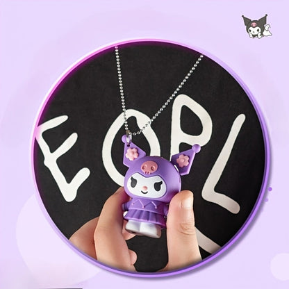 3D Kawaii Anime Figure Lighter with Chain, Cute Kuromi Sanrio Cartoon Open Flame Butane Lighter, Unique Kawaii Gift for Anime Fans, Available in 3 Colors – Black, Purple & Pink (No Butane Included)