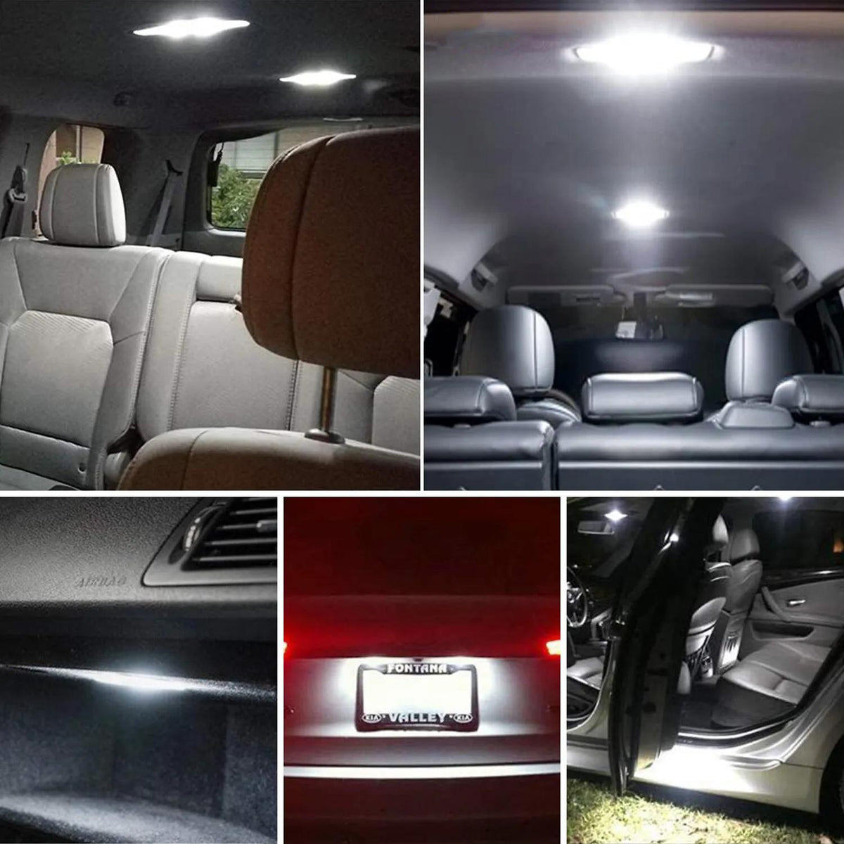 56PCS Car LED Combination Set 12V-T10 Width Indicator Dual Pointed Reading Light, Car Interior Combination LED Map Dome Luggage License Plate Indoor Light Bulb