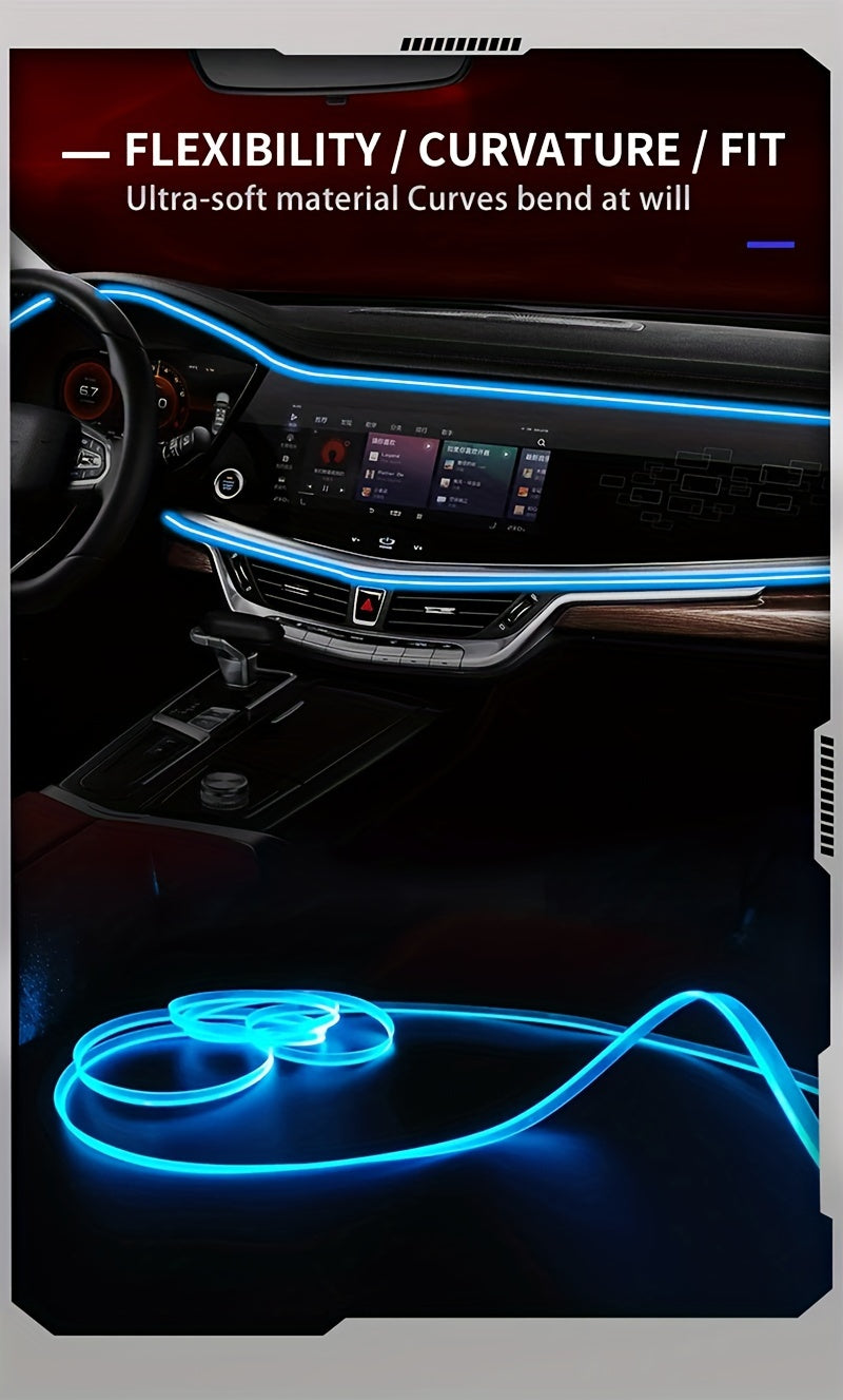 [APP Control LED Lights] RGB Car Accessories Neon Light With APP Control, 8-Color Changing (Dashboard + Roof Console), LED Car Lights, APP Application And USB Button With Voice Control RGB LED Automotive Ambient Lighting