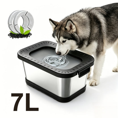 Stainless Steel Dog Water Bowl No Spill 7L XXL with Anti-Splash Mat - Spill-Proof Slow Feeder for Messy Drinkers, Heavy Duty Large Pet Bowl for Indoor & Outdoor Use, Multiple Colors