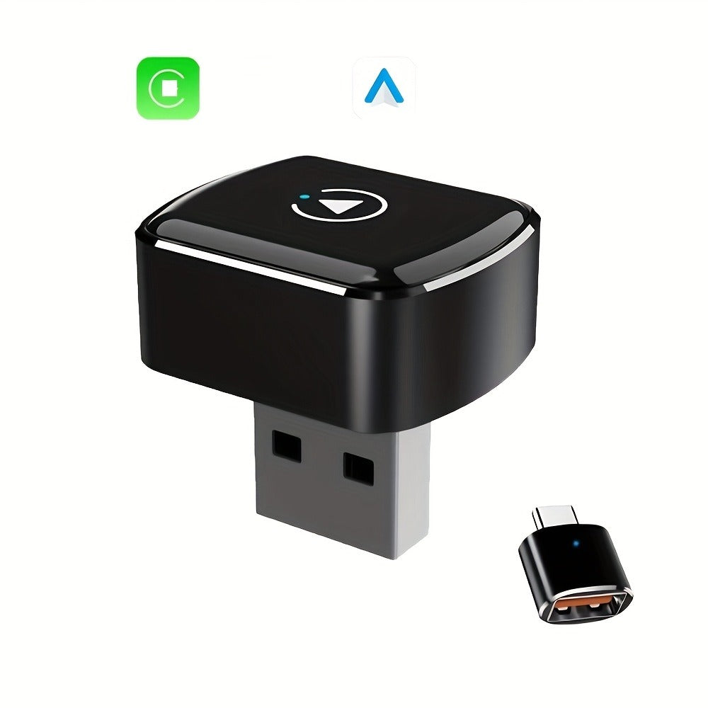 Wireless CarPlay & Android Auto Adapter Aluminum Alloy USB Dongle Voice Control Google Assistant Plug-and-Play for Vehicles with Factory Wired CarPlay or Android Auto, Portable Compact M32