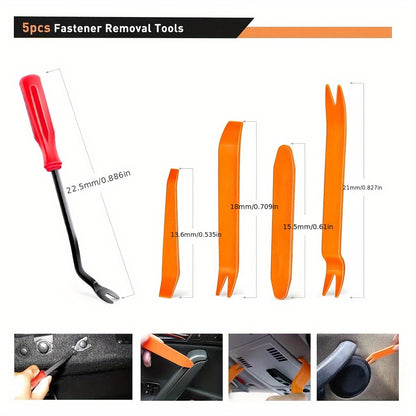 725pcs Automotive Fastener Clip Body Push Pin Rivet Bumper Door Trim Panel Fastener Kit Car Disassembly Tool, Emergency Preparedness Supplies Car Emergency Kit, Roadside Safety Tool Kit with Gloves, First Aid Kit, 12-Foot Jumper Cables, Tow Strap