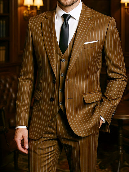 Men's Formal Suit Set - Striped Everyday Style
