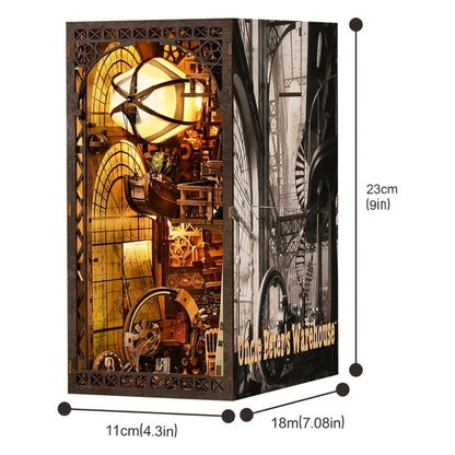 Book Nook Kit DIY Wooden 3D Puzzle Corner Alley Bookshelf Insert Miniature Street Scene Home Decor Handmade Gift for Adults Teens Halloween Christmas Birthday