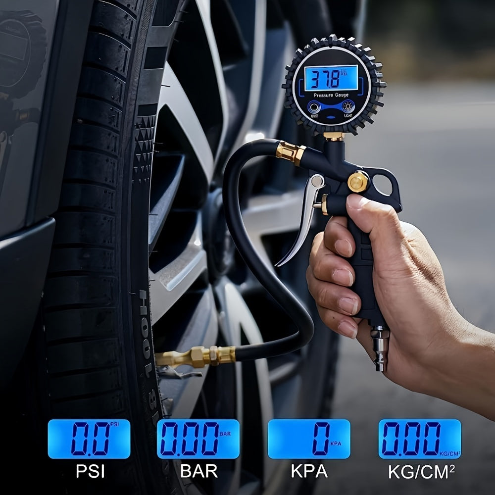 Digital Tire Inflator with Pressure Gauge - 200 PSI (with 3pcs Connector)