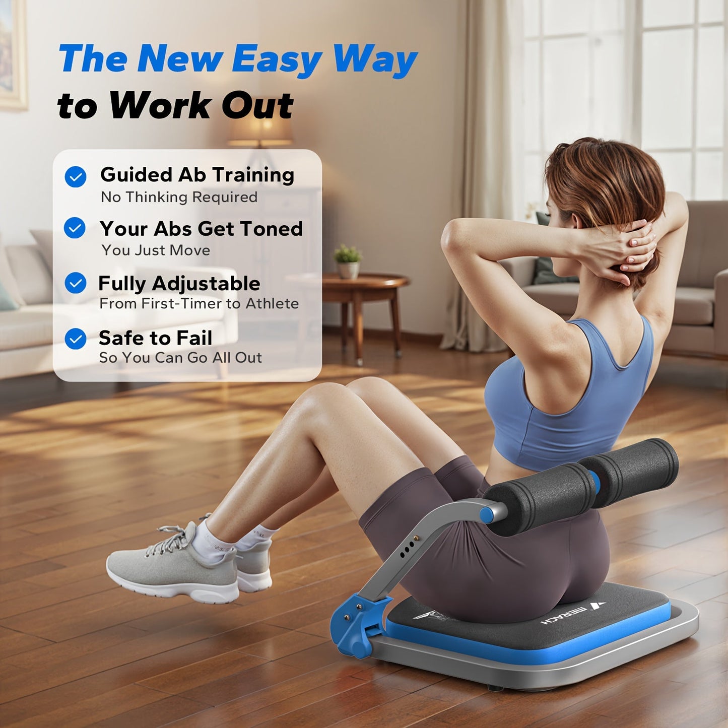Ab Trainer Abdominal Machine – Multifunctional Core Strength Trainer for Home Gym, Waist Slimming & Belly Fat Workout, Adjustable Ab Roller Exercise Equipment for Men & Women, Red & Blue Available