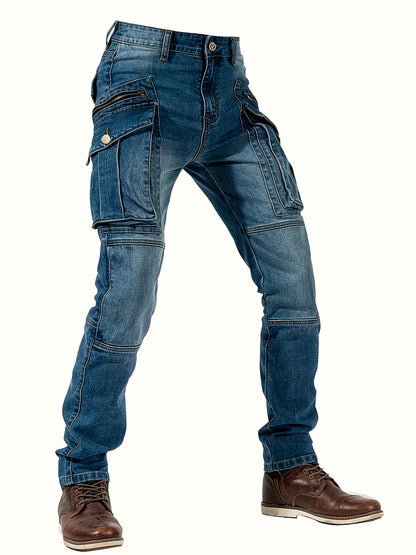 Men's Straight Leg Jeans - Vintage Wash Clean Finish Streetwear