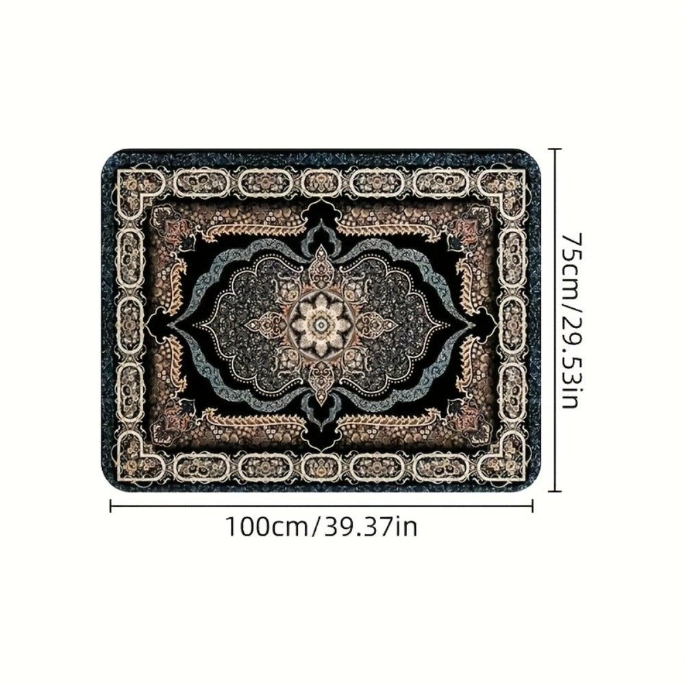 Car Trunk Liner Non-Slip Cargo Mat – Soft Dustproof Machine Washable Auto Trunk Protector with Elegant Black & Gold Intricate Pattern for SUV Sedan Universal Fit