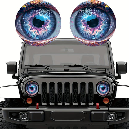 3D Beast Eye Headlight Stickers, Dreamy Lampshade, Suitable For Jeep Round Headlight Eye Stickers, Funny Truck Body, Window, And Bumper Decorative Stickers (1 Pair)