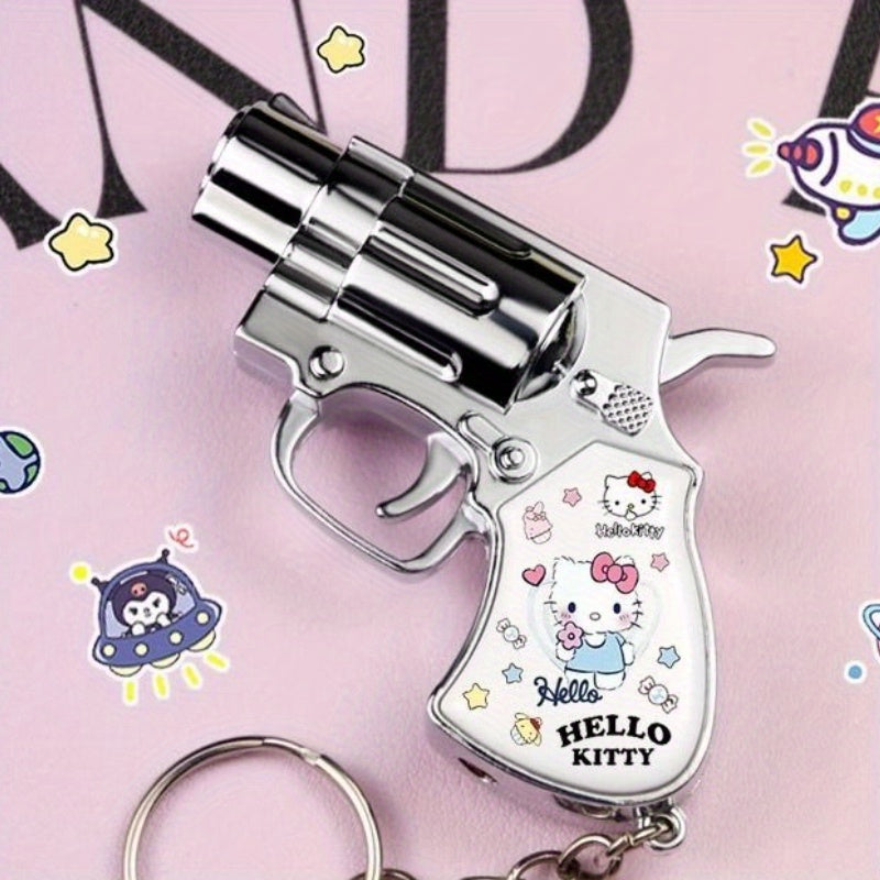 Cute Cartoon Lighter with Keychain – Sanrio Hello Kitty & Kuromi Mini Windproof Flame Lighter, Portable Blue Fire Lighter for Cigarettes, Creative Kawaii Gift Idea, No Battery Required (Butane Not Included)