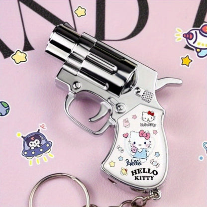 Cute Cartoon Lighter with Keychain – Sanrio Hello Kitty & Kuromi Mini Windproof Flame Lighter, Portable Blue Fire Lighter for Cigarettes, Creative Kawaii Gift Idea, No Battery Required (Butane Not Included)