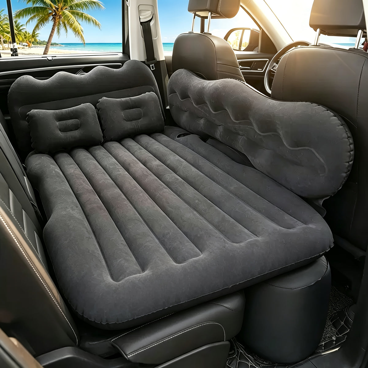 High-Value Thickened Car Inflatable Bed, Flocked Spine-Protective Comfortable Car Mattress, Car Additions, Universal for Sedans And Suvs, Quick Inflation with Pillow, Essential for Long Self-Drive Trips, Outdoor Camping Gear, Travel Rest Bed