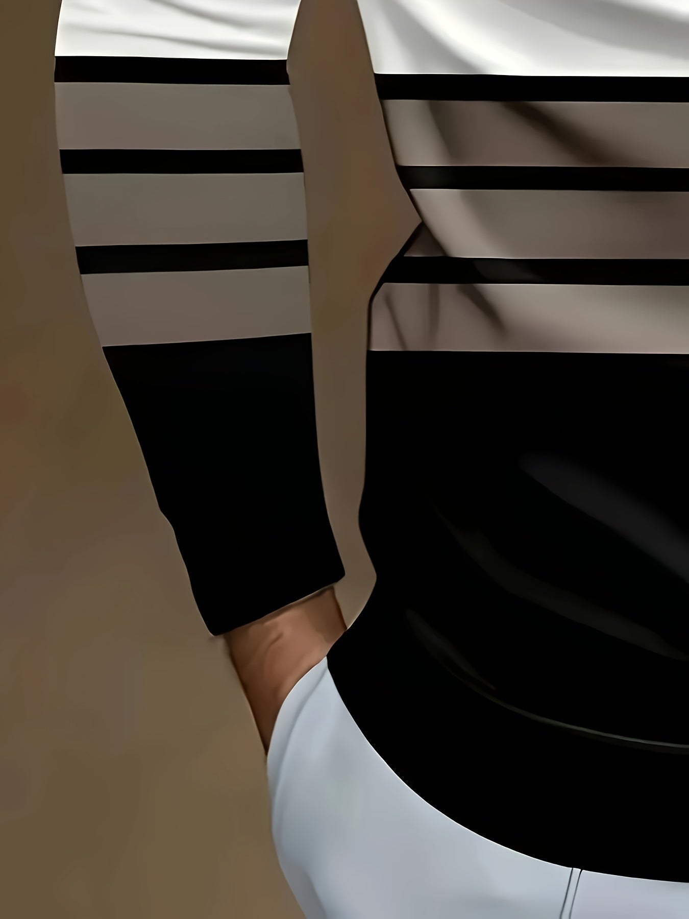 Men's Zip Collar Polo – Striped Long Sleeve Shirt