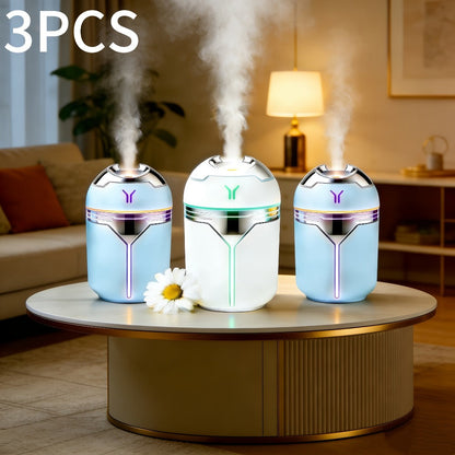 Mini Humidifier Set of 3 with Colorful Design | Quiet Adjustable Spray Air Freshener Humidifier for Bedroom, Living Room & Office | Dual-Use Home Fragrance Holiday Gift Set | White & Blue