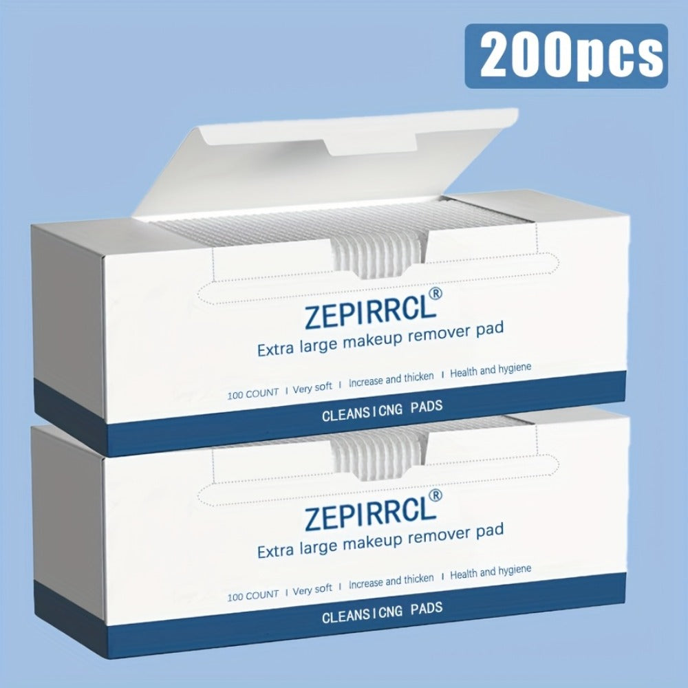 Makeup Remover Pads Disposable 100/200pcs – 3-Layer Thickened Cotton Squares for Face Cleansing, Skincare & Nail Polish Removal, Soft Touch No Friction, 2.76x2.36 inch, Individually Boxed