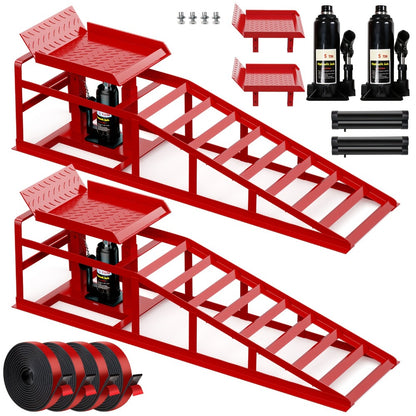 Hydraulic Car Ramps 2-Pack 10000 LB Heavy Duty Vehicle Lift Ramp Adjustable Height 9.84-14.96 Inch for Oil Change Undercarriage Repair Home Garage & Shop