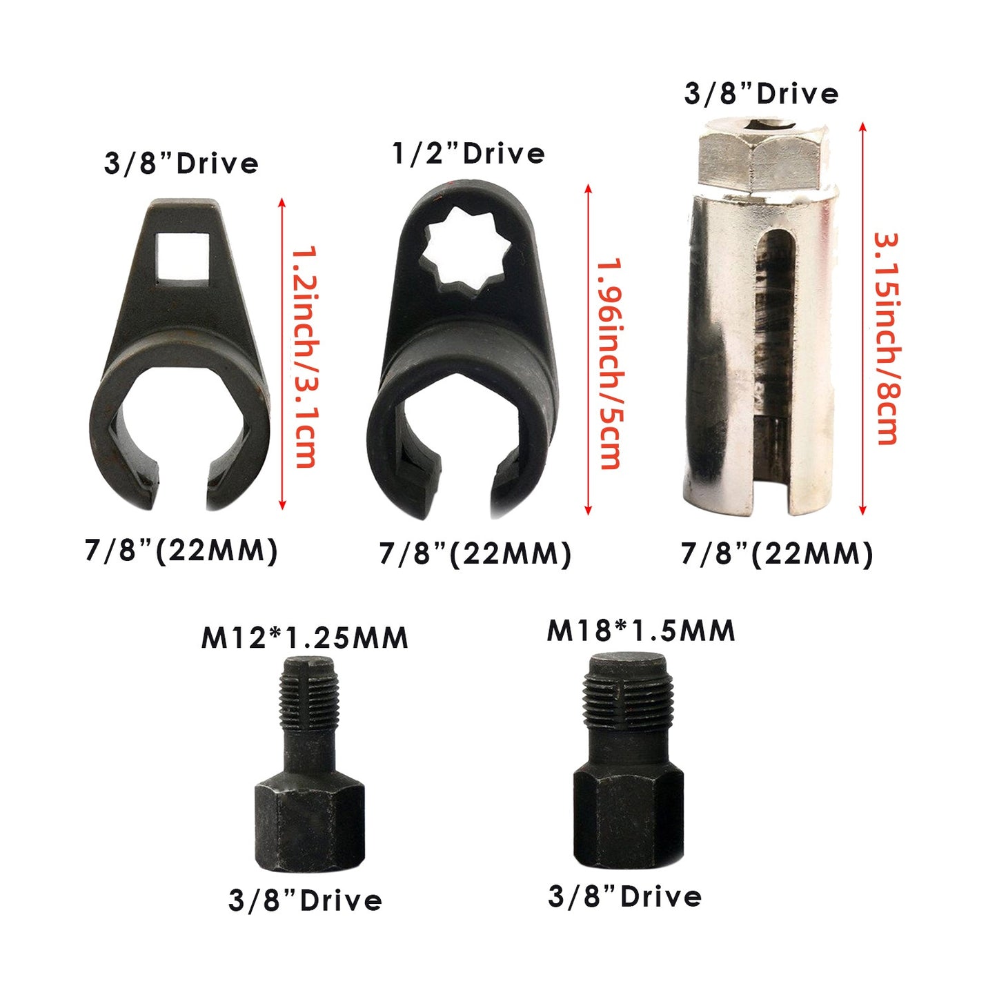 Oxygen Sensor Socket Set – Professional Removal & Installation Tool Kit for All Vehicles, Universal 22mm Slotted Design, Multiple Drive Sizes, Mechanic-Grade Auto Repair Socket Wrench