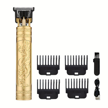 Hair Clipper Set for Men USB Rechargeable - LCD Display Cordless Trimmer, Guide Combs & Cleaning Brushes, Professional Home Haircut Kit, Gift for Men, Golden Blue Silver