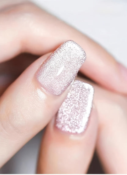 White Glitter Cat Eye Gel Polish Set 2pc Sparkling Magnetic with Stick Included | Soak Off UV LED 0.51oz Each Semi-Permanent 3D Nail Art | Salon & Home DIY Manicure Kit for Women Beginners