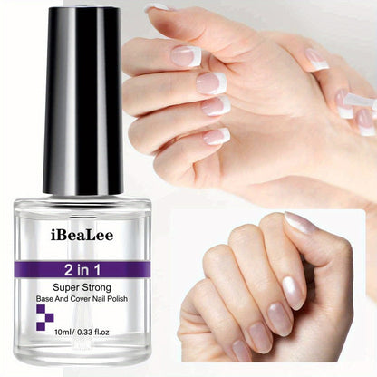Base Coat and Top Coat 2-in-1 Nail Polish Super Strong Chip Resistant Long Lasting High Shine Nourishing Nail Treatment Stops Chipping and Peeling for Healthy Beautiful Nails 10ml