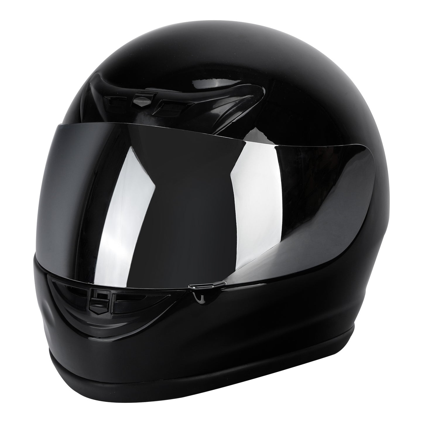 TCMT Motorcycle Mirror Shield Gloss Black FullFace DOT Adult Helmet Size S/M/L/XL